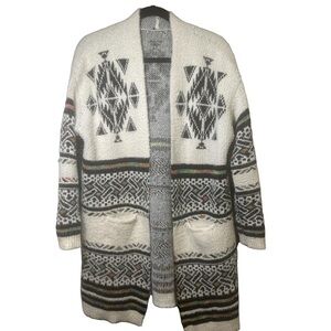 MY MICHELLE Southwestern Knit Fuzzy Cardigan Women's Large Nylon Acrylic Blend
